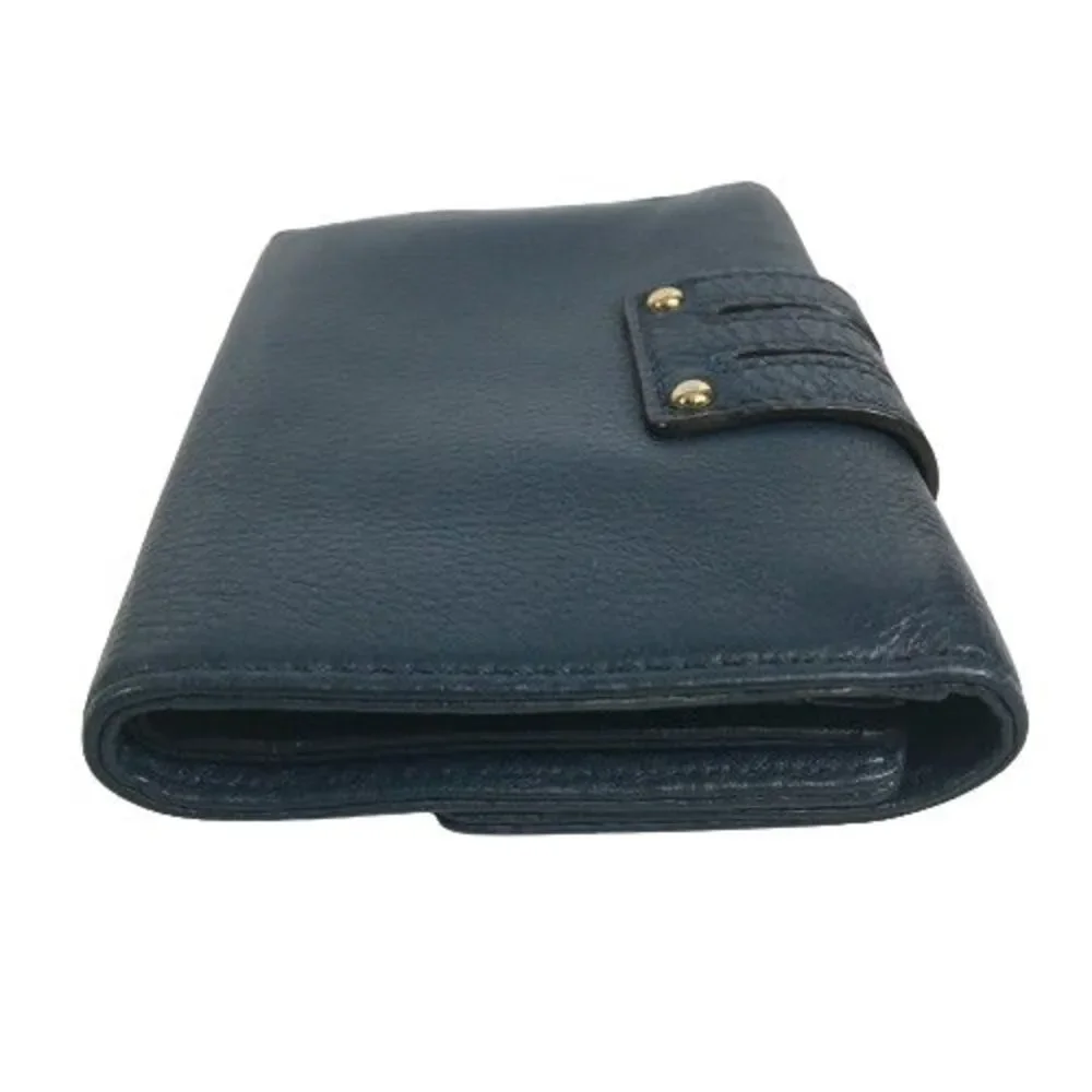 MICHAEL KORS Gansevoort Clutch Wallet Medium Trifold Navy-Blue Pebble Leather